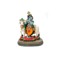 Статуэтка Кришна с коровкой, 6 см; Krishna Cow 6Cm.
