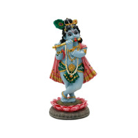 Кришна с лотосом и флейтой, 15 см; LOTUS KRISHNA 15 CM