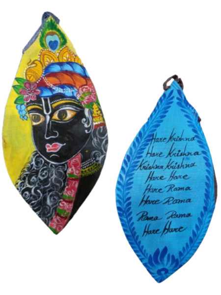 Мешочек для четок с принтом Кришна; Krishna Face Printed Bead Bags, rasbiharilal
