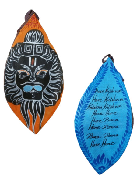Мешочек для четок с принтом Нарасимха; Narsimbha Face Hand Printed Bead Bags, rasbiharilal
