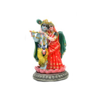 Статуэтка Радха и Кришна в лотосе, 9 см; Radha Krishna Separate Lotus 9 Cm