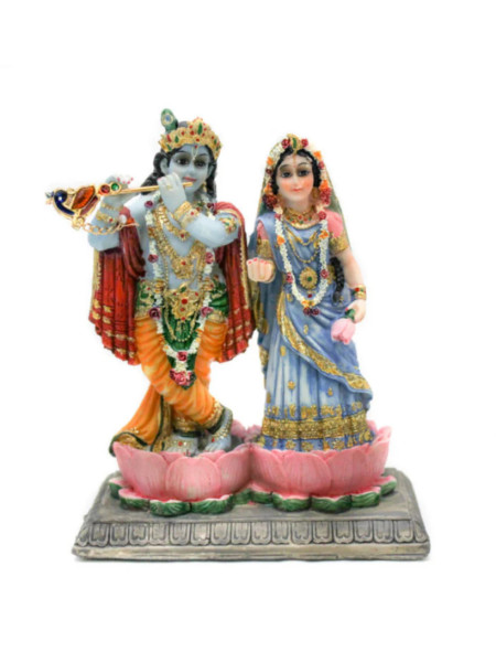 Статуэтка Радха и Кришна в лотосе, 13 см; Radha Krishna Separate Lotus 13 Cm