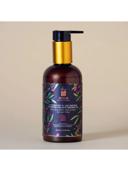 Освежающий гель для душа с экстрактом ягод асаи, омолаживающий и защищающий от старения, 200 мл, Иша Лайф; Refreshing & Age Defence Shower Gel With Acai Berry Fruit Extract, 200ml, Isha Life