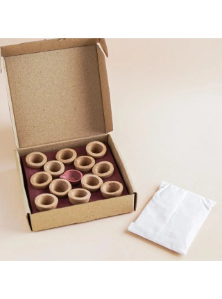 Порошок дхуп ручной работы с чашками из коровьего навоза, упаковка 12 шт., Иша Лайф; Handmade dhoop powder with cow dung cups, pack of 12 pcs, Isha Life