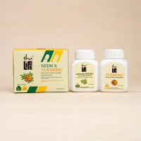 Набор: Ним и Куркума по 100 капсул, для ежедневного детокса, Иша Лайф; Neem and Turmeric Combo pack. 100 capsules each, Isha Life