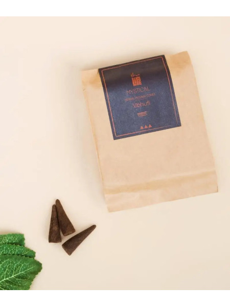 Благовония конусные "Вибхути", натуральные травяные, 20 шт., Иша Лайф; Handmade Natural Vibhuti  Fragrance Cone (Pack of 20 pc), Isha Life