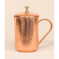 Кованый медный кувшин с крышкой (1,5 л), Иша Лайф; Hammered Copper Jug With Lid (1.5 ltr), Isha Life