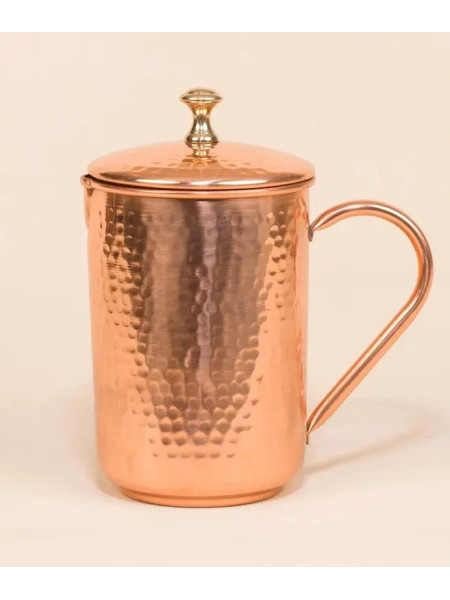 Кованый медный кувшин с крышкой (1,5 л), Иша Лайф; Hammered Copper Jug With Lid (1.5 ltr), Isha Life