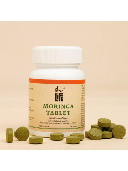 Таблетки Моринги, витамины и белки, 100 таблеток, Иша Лайф; Moringa Tablet (Drumstick Leaves), 100 pcs, Isha Life