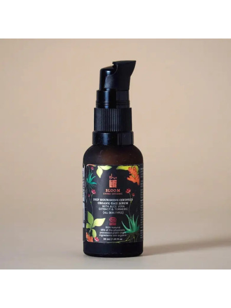 Питательная сыворотка для лица с экстрактом алоэ вера и куркумой, 30 мл, Иша Лайф; Nourishing Face Serum With Aloe Vera Extract & Turmeric, 30ml, Isha Life