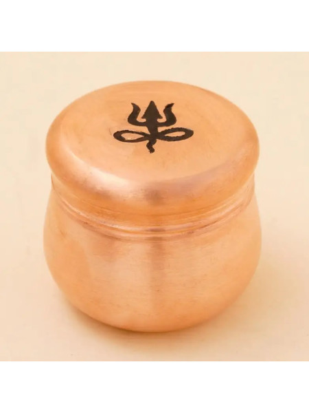 Медная шкатулка Вибхути (большая) - тризубец, Иша Лайф; Copper Vibhuti Box (Large) - Trishul, Isha Life