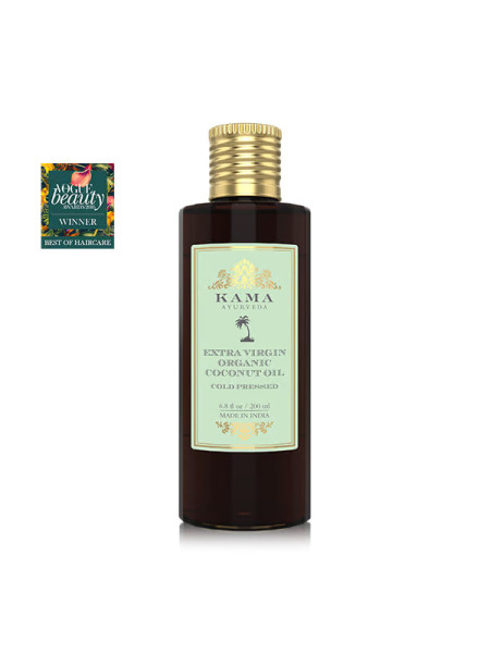 Органическое кокосовое масло первого отжима, 200 мл, Кама Аюрведа; Extra Virgin Organic Coconut Oil, 200 ml, Kama Ayurveda