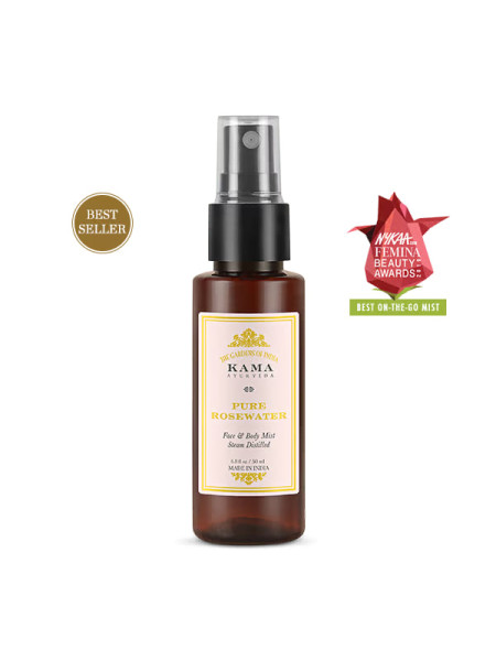 Чистая розовая вода для тела и лица, 50 мл, Кама Аюрведа; Pure Rose Water, 50 ml, Kama Ayurveda