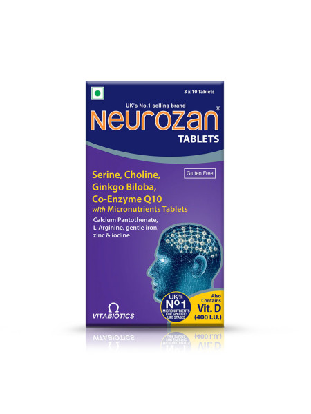 Нейрозан, для концентрации внимания, 30 таб., производитель Vitabiotics, Neurozan 30 Tablet, Vitabiotics