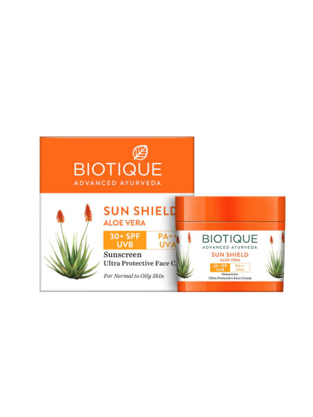 Солнцезащитный крем с алоэ вера SPF 30, 50 г, Биотик; Biotique Sun Shield Aloe Vera 30+ SPF Sunscreen Ultra Soothing Cream 50 g