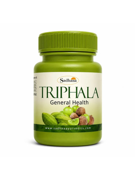 Трифала, для очищения кишечника, 60 капсул, Садхана Аюрведикс; Sadhana Ayurvedics Triphala Capsules 60 caps