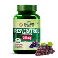 Капсулы Ресвератрол, 60 вегетарианских капсул, Гималаян Органикс; Himalayan Organics Resveratrol Grape Seed Extract 255mg, 60 veg capsules