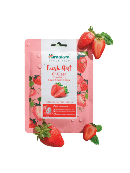 Маска для лица с клубникой, контроль жирности кожи, Хималая; Himalaya Fresh Start Oil Clear Strawberry Face Sheet Mask 20 g