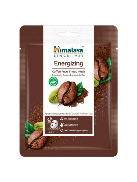 Маска для лица тонизирующая, с кофе, Хималая; Himalaya Energizing Coffee Sheet Mask 20 g