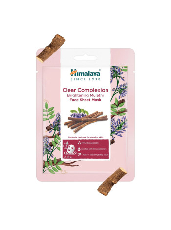 Маска для лица с солодкой, сияние и выравнивания тона кожи, Хималая; Himalaya Clear Complexion Brightening Mulethi Face Sheet Mask 20 g