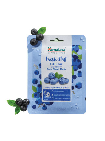 Маска для лица с черникой, контроль жирности кожи, Хималая; Himalaya Fresh Start Oil Clear Blueberry Face Sheet Mask 20 g