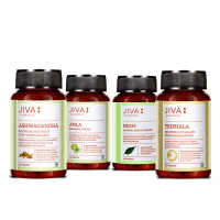 Большой набор для иммунитета: Ашвагандха, Амла, Ним, Трифала по 120 таблеток, Джива Аюрведа; Set for immunity: Ashwagandha, Amla, Neem, Triphala 120 tablets, Jiva Ayurveda