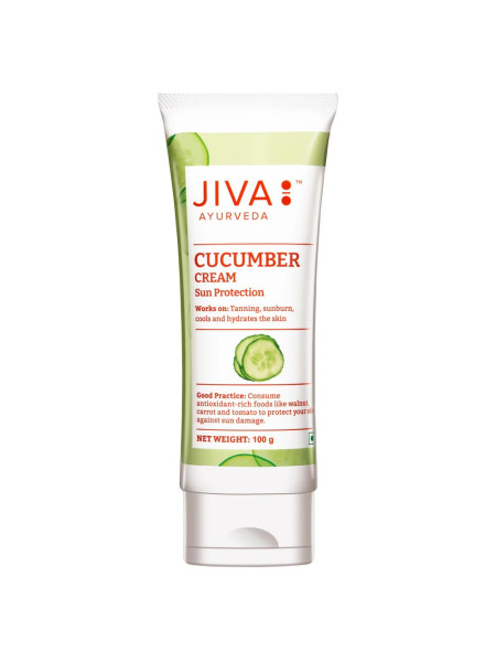 Крем с огурцом для сухой кожи, 100 г, Джива Аюрведа; Cream with cucumber for dry skin, 100 g, Jiva Ayurveda