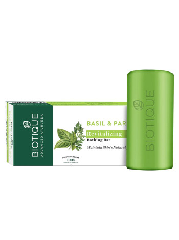 Восстанавливающее мыло, базилик и петрушка, производитель "Биотик", 150 г; BIO BASIL & PARSLEY Revitalizing Bathing Bar, 150 g, Biotique