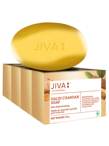 Мыло с куркумой, набор 4 штуки по 75 г, Джива Аюрведа; Haldi Chandan Soap 75gm (pack of 4), Jiva Ayurveda