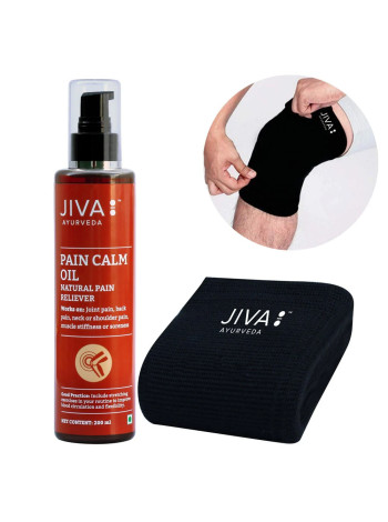 Набор: масло Пейн Колм 200 мл и наколенник, Джива Аюрведа; Combo Of Pain Calm Oil 200 ml with Free Knee Cap, Jiva Ayurveda