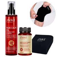 Набор: Пейн Колм масло 200 мл и 120 таблеток + наколенник, Джива Аюрведа; Combo Of Pain Calm Oil 200 ml & Pain Calm Tablet 120 Tablets with Free Knee Cap
