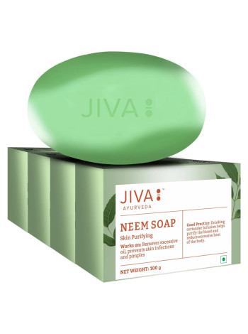 Мыло с нимом, набор 4 штуки по 75 г, Джива Аюрведа; Neem Soap 75gm (pack of 4), Jiva Ayurveda