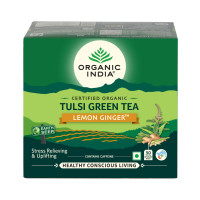 Зеленый чай тулси с лимоном и имбирем, 50 пакетиков, Органик Индия; Tulsi Green Tea with Lemon and Ginger, 50 Tea Bags, Organic India Зеленый чай тулси с лимоном и имбирем, 50 пакетиков, Органик Индия; Tulsi Green Tea with Lemon and Ginger, 50 Tea Bags, Organic India