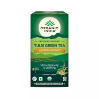 Зеленый чай тулси с лимоном и имбирем, 25 пакетиков, Органик Индия; Tulsi Green Tea with Lemon and Ginger, 25 Tea Bags, Organic India Зеленый чай тулси с лимоном и имбирем, 25 пакетиков, Органик Индия; Tulsi Green Tea with Lemon and Ginger, 25 Tea Bags, Organic India