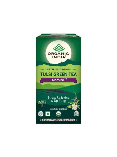 Чай Тулси с жасмином, 25 пакетиков, Органик Индия; Tulsi Jasmine Tea, 25 Tea Bags, Organic India