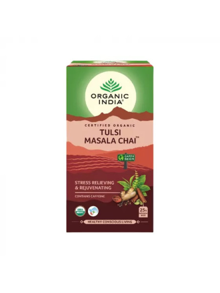 Тулси Масала Чай, 25 пакетиков, Органик Индия; Tulsi Masala Tea, 25 bags, Organic India
