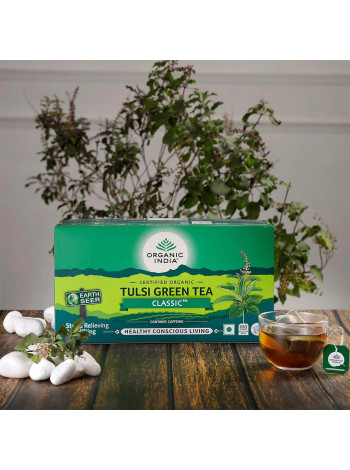 Органик Индия: Зеленый чай Тулси с бергамотом (100 пакетиков)