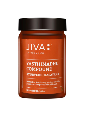 Яштимадху Компаунд, облегчение кашля и защита желудка, 100 г, Джива Аюрведа; Yasthimadhu Compound 100g, Jiva Ayurveda