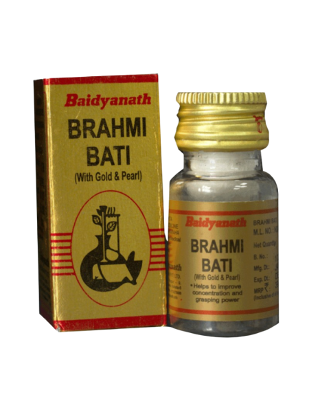 Брахми Вати Голд (золото): тоник для мозга, 10 таб., производитель "Байдьянатх", Brahmi Bati Gold, 10 tabs., Baidyanath