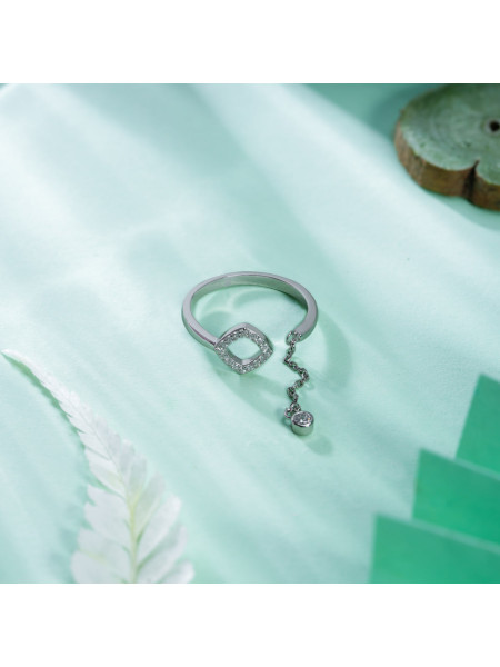 Кольцо серебряное «Геометрический ромб»; Chic Diamond Shaped Silver Ring