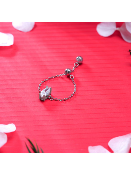 Кольцо серебренное "Цепочка"; Radiant Silver Oval Stone Chain Ring