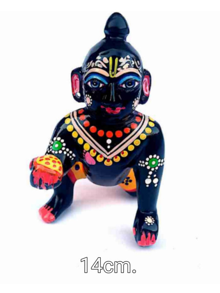 Ладу Гопал черный медный (14 см); Ladoo Gopal black Brass Idol 14 сm
