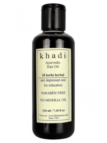 Аюрведическое масло для восстановления волос "18 Трав", Без парабенов, 210 мл, производитель "Кхади", Hair Oil "18 Herbs", Paraben Free, 210 ml, Khadi