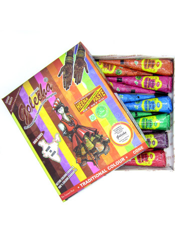 Цветная хна для мехенди Golecha: 12 конусов для ярких рисунков