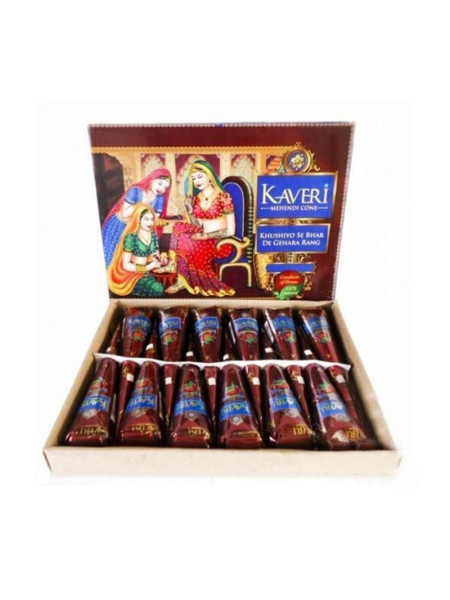 Хна для мехенди в конусах натуральная "Кавери", коробка (12 конусов), производитель "Кавери", Mehandi, 12 con., Kaveri
