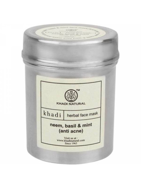 Маска для лица против угрей "Ним, Базилик и Мята", 50 г, производитель "Кхади", Face Mask "Neem, Basil & Mint", Anti Acne, 50 g, Khadi