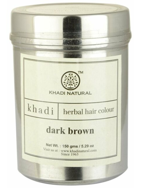 Краска для волос травяная "Темно-коричневый", 150 г, производитель "Кхади", Herbal Hair Colour, "Dark brown", 150 g, Khadi