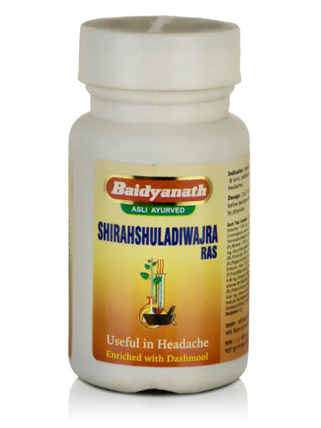 Ширахшуладиваджра Рас: средство от головной боли, 40 таб., производитель "Байдьянатх", Shirahshuladiwajra Ras, 40 tabs., Baidyanath