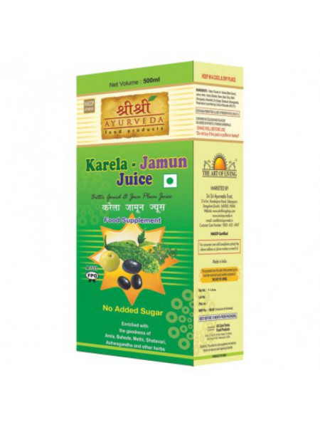 Сок "Карела и Джамун", 500 мл, производитель "Шри Шри Аюрведа", Karela Jamun Juice, 500 ml, Sri Sri Ayurveda
