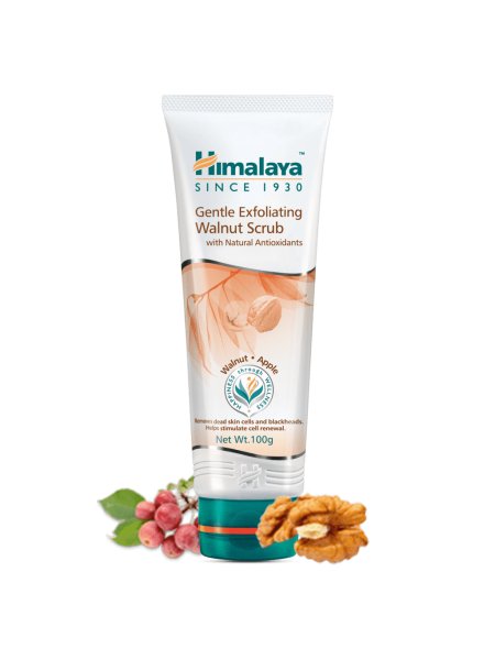 Нежный отшелушивающий скраб с грецким орехом Хималая, 100мл, Gentle Exfoliating Walnut Scrub Himalaya 100ml